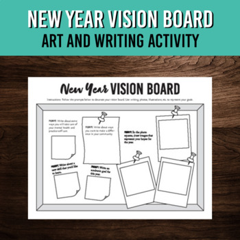 New Year Vision Board | Art and Writing Activity | January Reflection ...