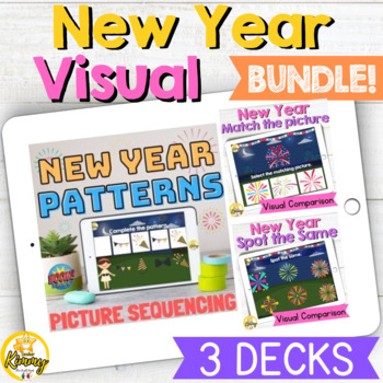 Preview of New Year Visual Boom Cards Bundle