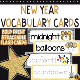 New Year Vocabulary Cards | New Year's Eve Word Wall Flash Cards