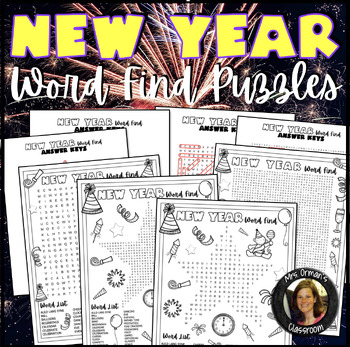 Preview of New Year Word Find Word Search Puzzles