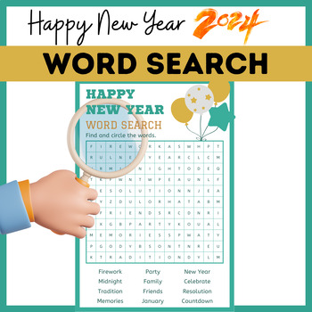 Preview of New Year Word Search Activity Game | Winter Colorful Activity