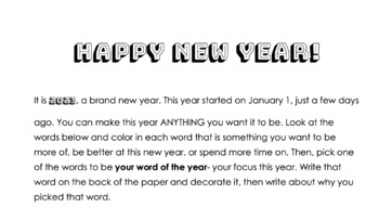 Preview of New Year Writing Activity