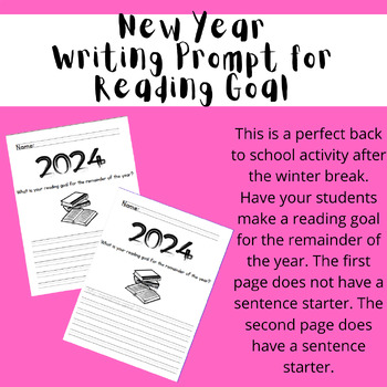 New Year Writing Prompt for Reading Goal 2024 by Ms Katt Teaches