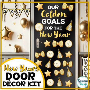 Preview of New Year 2024 Bulletin Board Door Decor Goals Resolution Decorations Craft Happy