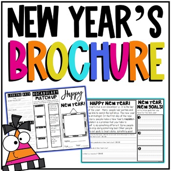 Preview of New Years 2024 Reading Comprehenison and Writing Activity | Resolution