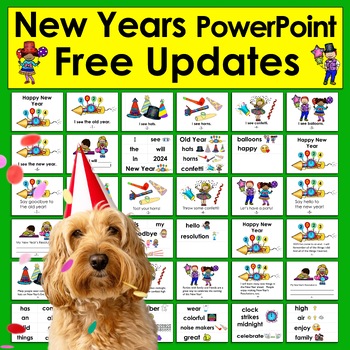 Preview of New Year's 2024 PowerPoint Presentation - 3 Levels + Animated Vocabulary