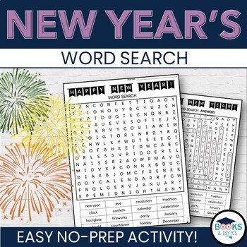 Preview of New Year's 2024 Word Search Freebie