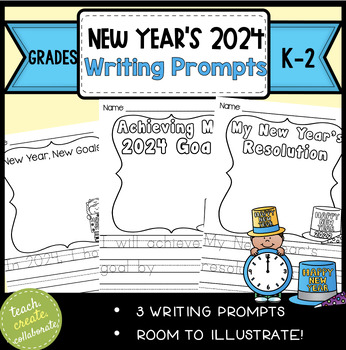 Preview of New Year's 2024 l Resolution Goals and Writing Prompts l NO Prep!