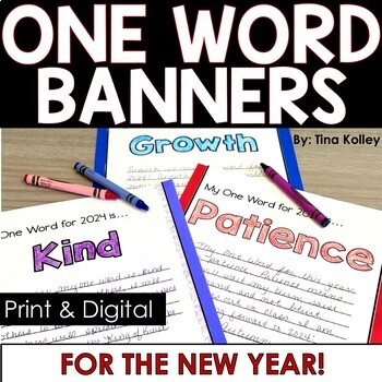 Preview of 2024 New Years Activity - New Years Resolutions - One Word  - Goal Setting