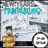 New Year's 2024 No Prep Printables Math and Literacy revie