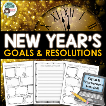 Preview of New Year's 2024 -  Writing, Resolutions and Goals - Digital/Print