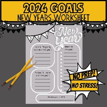 Preview of New Year's 2024 Goal/Resolution Worksheet/Exit Ticket