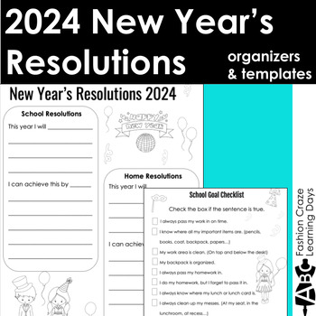Preview of New Year's 2024 Goal Setting New Years Resolution Activity