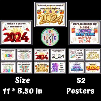 New Years 2024 Activity Bundle Goals, Resolutions, Bulletin Board