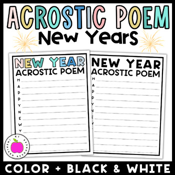 Preview of New Year's Acrostic Poem Goal Writing Printable Activity - Freebie