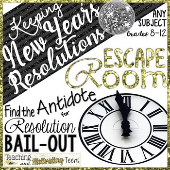 Preview of New Year's Activities Escape Room | 2024 Resolutions & Goal Reaching