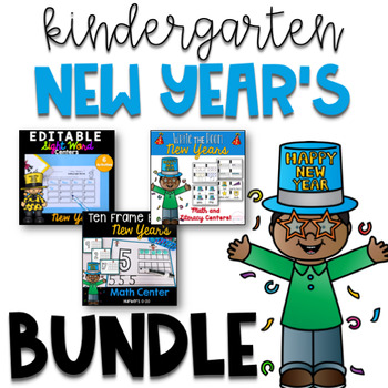 Preview of New Year's Activities for Kindergarten - 3 Product BUNDLE!