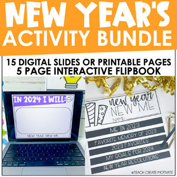 Preview of New Year's 2024 Resolutions Goal-Setting Activities BUNDLE