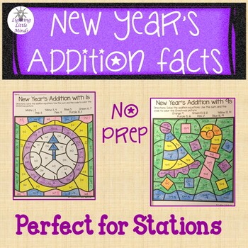 Preview of New Year's Addition Color By Number - Basic Addition Facts