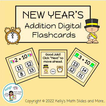 Preview of New Year's Addition Flashcard Game to 10- Digital
