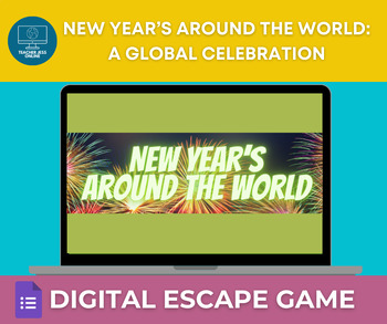 Preview of New Year's Around the World Digital Escape Game (Standards Based ELA Test Prep)