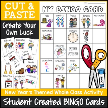 Preview of New Year's Bingo Game | Cut and Paste Activities Bingo Template