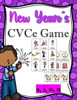 Preview of New Year's CVCe Word Game: Blending and Reading CVCe Word Practice - Long Vowels