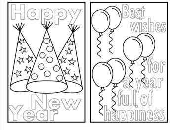 Preview of New Year's Cards / Mini Coloring Pages