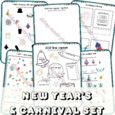 New Year's & Carnival worksheets set