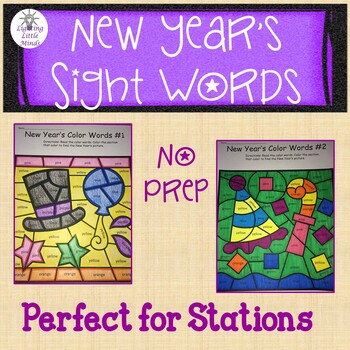 Preview of New Year's Sight Words - Color Words