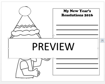 Preview of New Year's Color and Write Resolutions