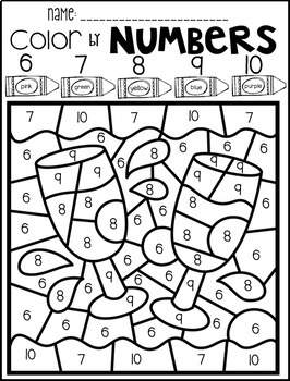 New Year's Color by Code Numbers 1-10 Activities by Kindergarten Rocks