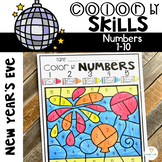 New Year's Color by Code Numbers 1-10 Activities