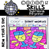 New Year's Color by Code Sight Words Pre-Primer Sight Word