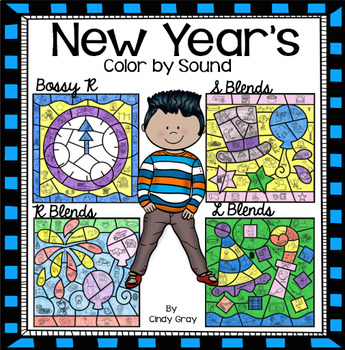 Preview of New Year's Color by Sound BUNDLE ~ Consonant Blends and Bossy R