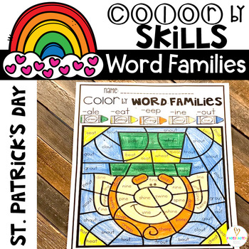 Preview of New Year's Color by Code Word Families Printables