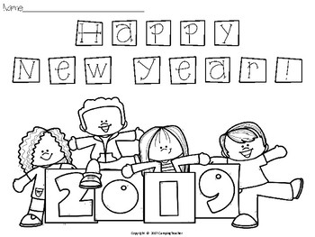 New Year's Day Coloring Page FREEBIE! by CampingTeacher | TpT