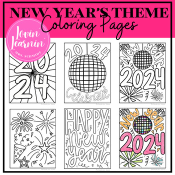 Preview of New Year's Coloring Pages - 6 Printables Included