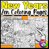 New Year's Coloring Pages, Zen Doodle Coloring Sheets & Activity