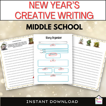 Preview of New Year's Creative Writing Prompts for Middle Schoolers, Holiday Writing