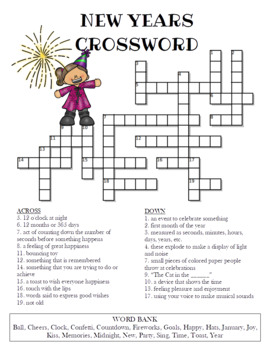 new years crossword puzzle by celebration station tpt