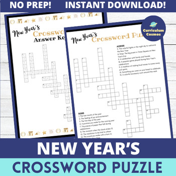 Preview of New Year's Crossword Puzzle for Teachers, Staff, and Students