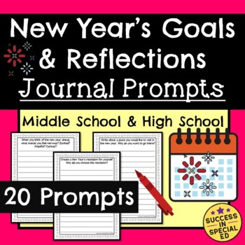 Preview of New Year's Daily Journal Writing Prompts for Reflections and Resolutions