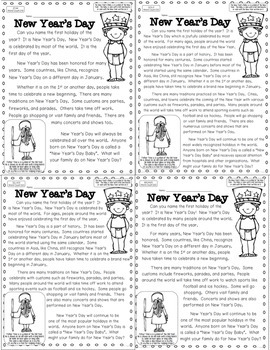 Freebie for January: New Year's Day Passages w/ activities, Google ...