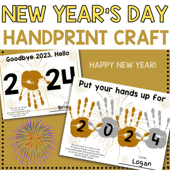 Preview of New Year's Day Handprint Craft Activity- Babies, Toddlers, Preschool New Years