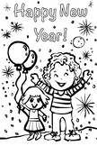 New Year’s Day - Happy Kids - Coloring Page Freebie!
