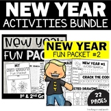 New Year's Day Math ELA Activities with Worksheets and Hol