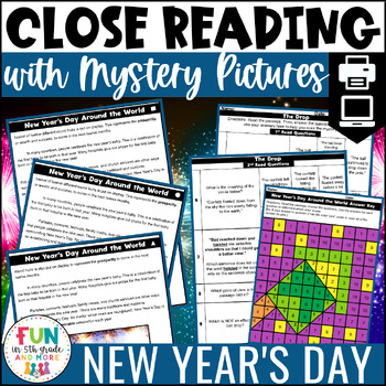 Preview of New Year's Day Reading Comprehension Passages - Close Reading Activities