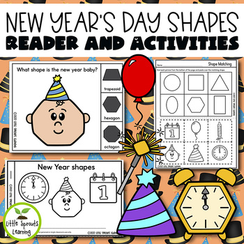 Preview of New Year's Day Shapes Reader and Shape Recognition Activities