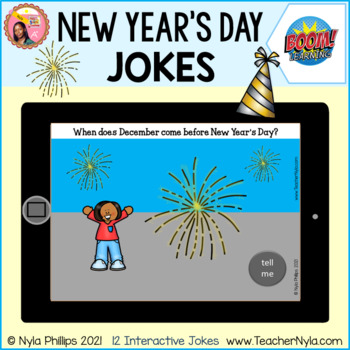 Preview of New Year's Day Themed Jokes for Boom Cards™